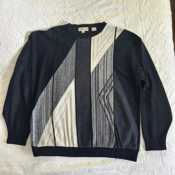 Vintage Pronto Uomo Knit Pullover Sweater Men's XL Long Sleeve Black Acrylic USA - Picture 1 of 7